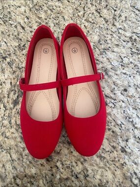 Red Mary Jane Ballet Flats